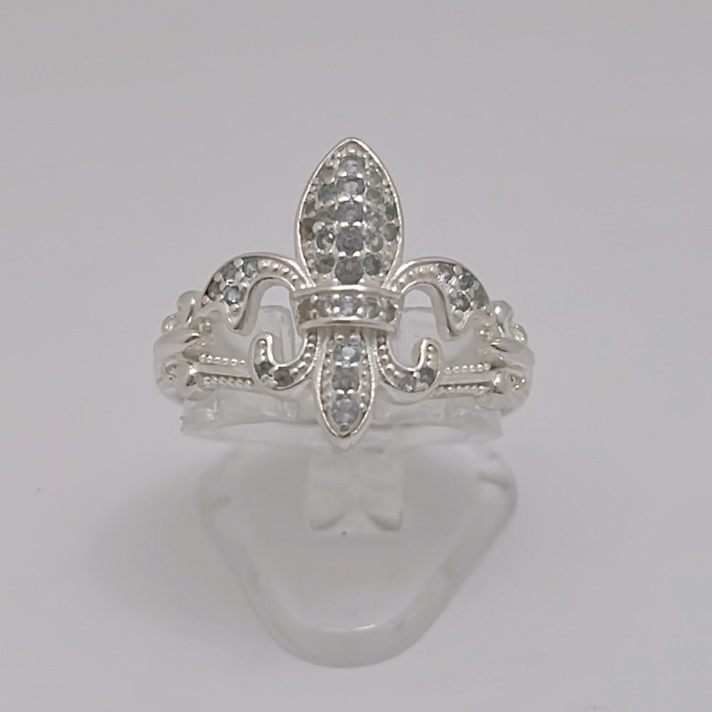Women’s Sterling Silver CZ fluer de lis Ring